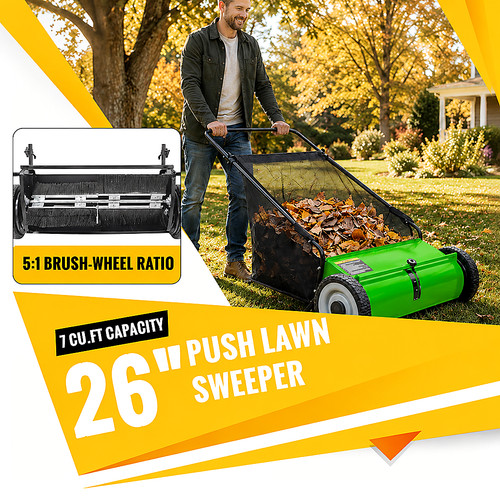 Manual push lawn sweeper - 26",