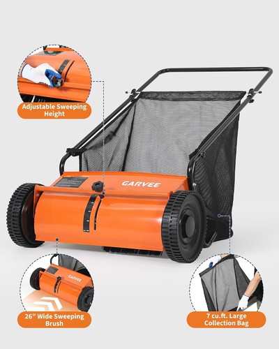 Push lawn sweeper - sweeper, in